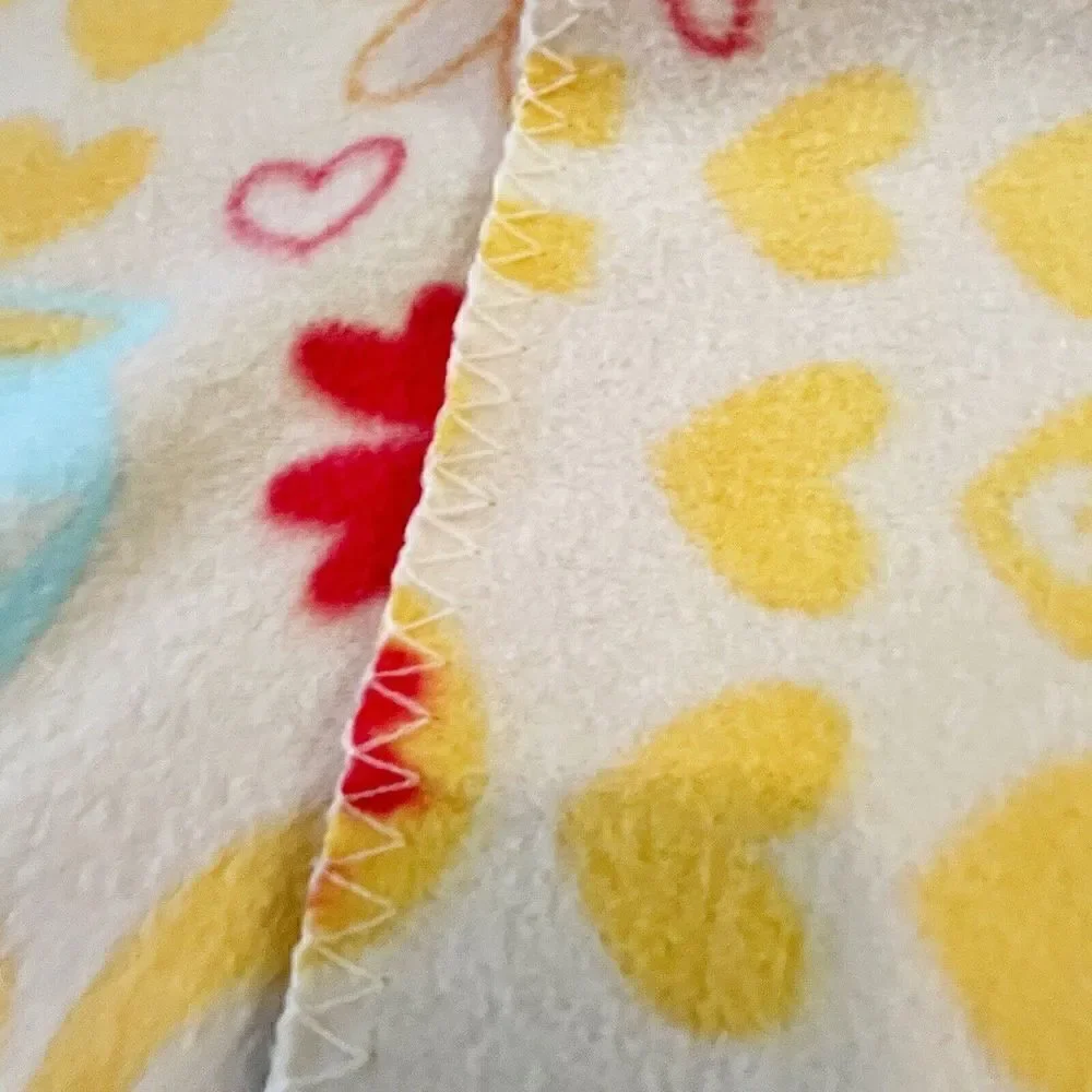 Disney Pooh Yellow Fleece Blanket Soft Nursery Honey Pot Pink Floral Vintage